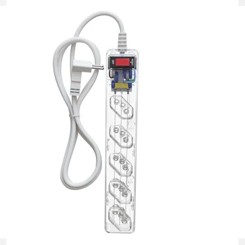 🚀 Filtro de Linha CLAMPER iCLAMPER Energia 5, 5 Tomadas, Proteção Contra Surtos Elétricos, 10A, Bivolt, Cabo 1m, Transparente