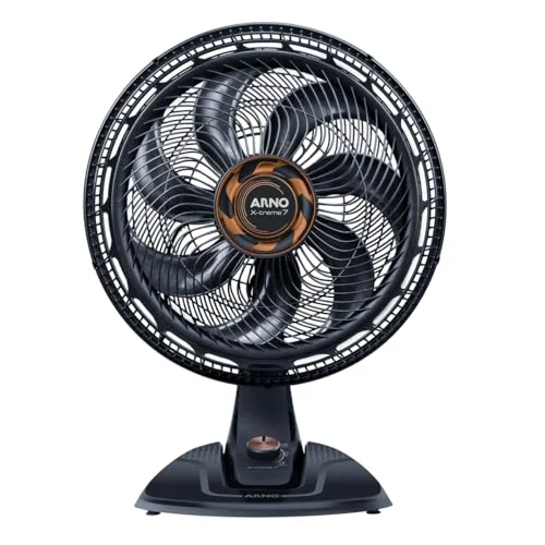 🚀 Ventilador de Mesa Arno X-TREME 7 Cinza 40cm VE71, 150W, 7 Pás, 3 Velocidades, Oscilação 80º, Power Zone, Modo Noturno Silencioso, 110V