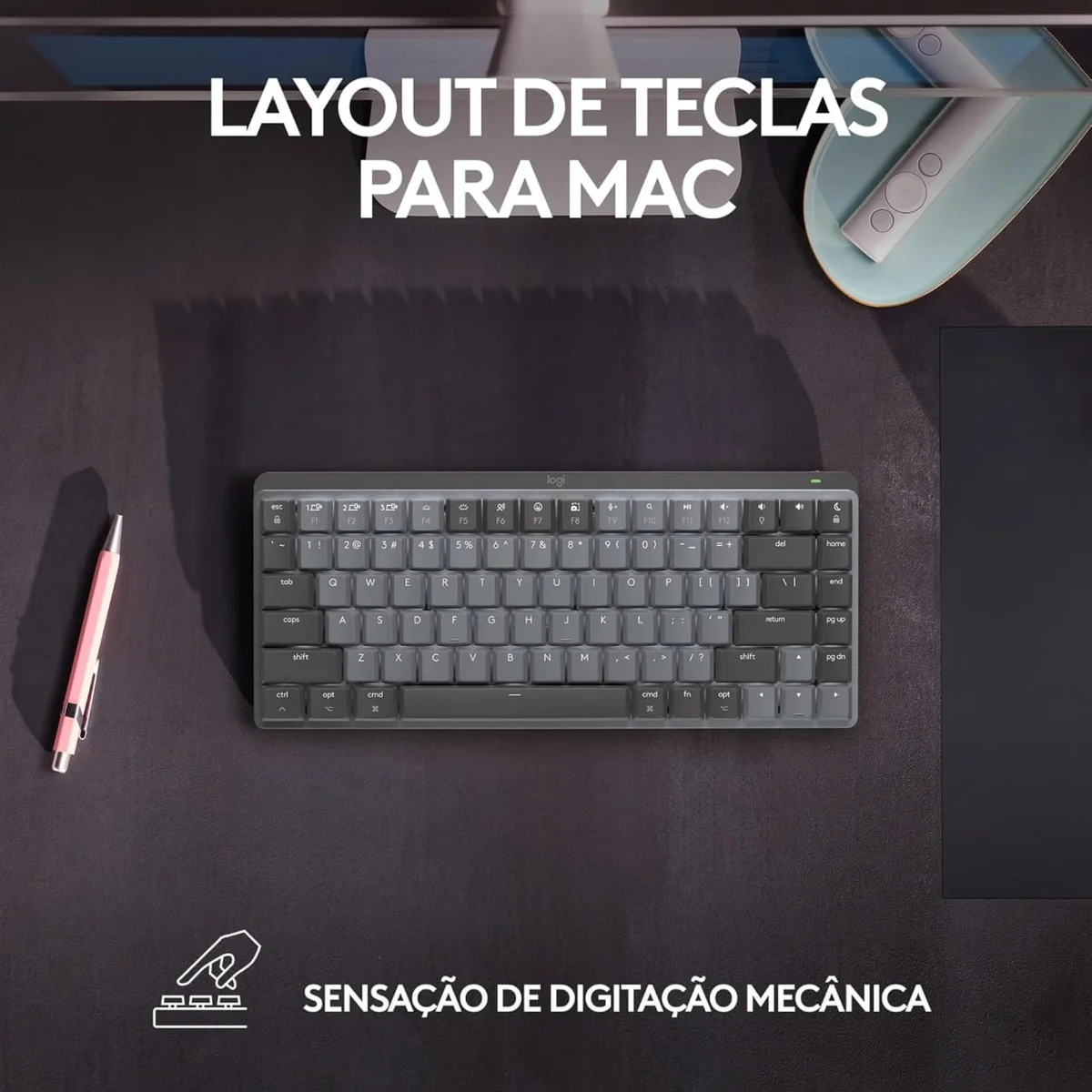 🔥 PARCELADO! Teclado Mecânico sem fio Logitech MX Mechanical Mini com Teclas Retroiluminadas Tactile Quiet, Conexão USB ou Bluetooth Easy-Switch para até 3 dispositivos e Bateria Recarregável