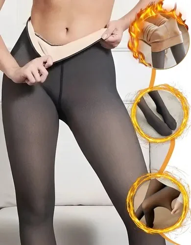 Meia Calça Forrada Peluciada De Lã Térmica Pelinhos Inverno Translucida Unico 36-46