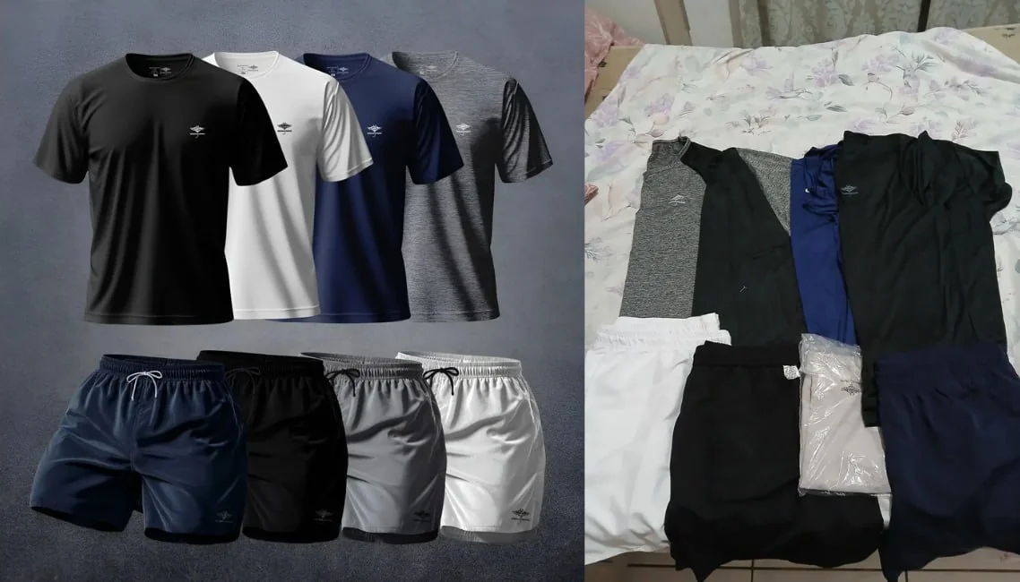 Kit 4 Shorts Masculinos e 4 Camisetas Dry Fit Arraia Maori Mercado Livre