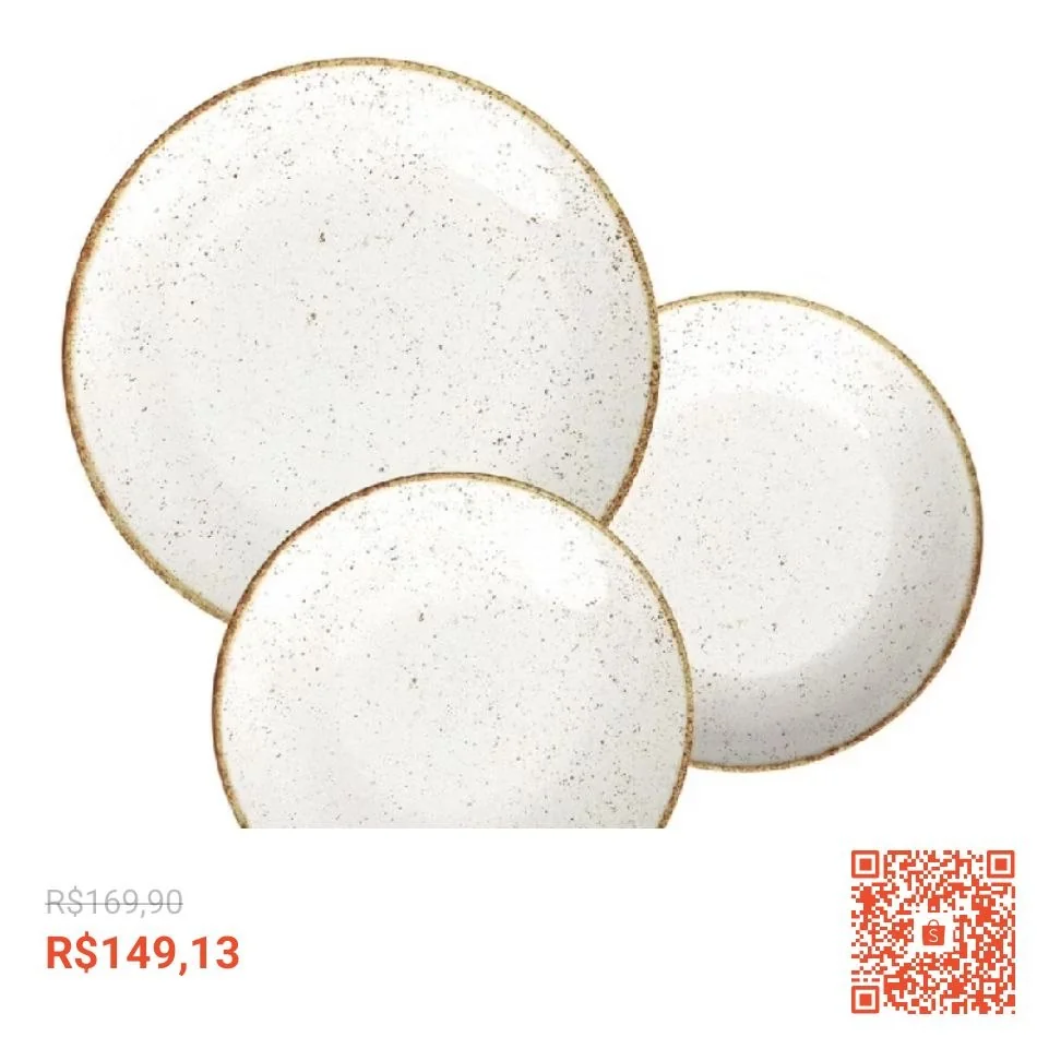 Aparelho Jogo De Jantar Porcelana Tramontina 6 Peças Rustico Marrom