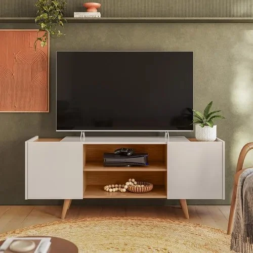 Rack Para Tv Até 55 River 2 Portas - Colibri Cor Off White Matte / Frejo