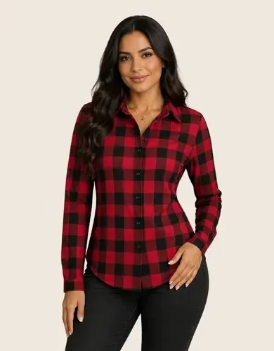 🚀 Camisa Xadrez Longa Blusa Manga Festa Junina Social De Botão
