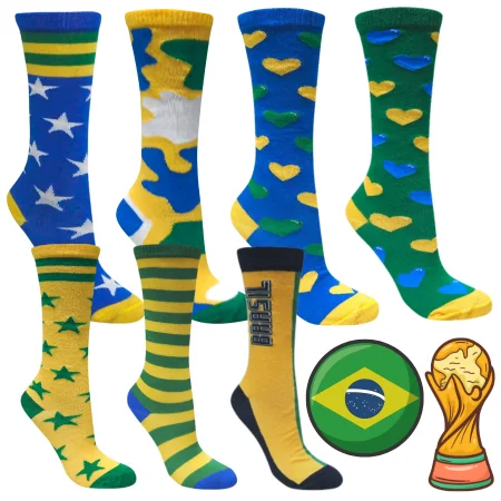 Meia Copa Brasil Cano Alto Unissex Infantil e Adulto Torcedor Patriota Shopee