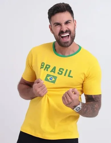 Camiseta Do Brasil Masculina Camisa Copa 2026 Amarela Verde Amarelo G