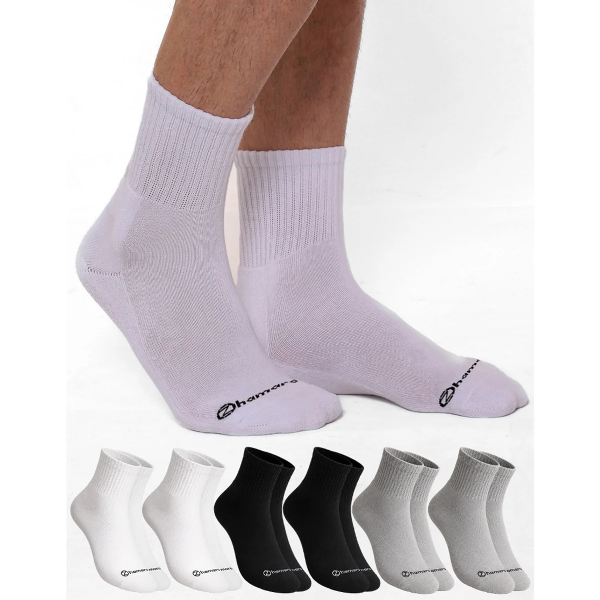 Kit Meias 6 Pares Zhamaro Premium Cano Médio Atoalhada Grossa Unissex Confortável Shopee