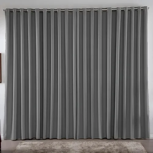 Cortina 3,00x2,80 Metros Blackout Blecaute Cinza Corta Luz Em Tecido Grosso Para Quarto E Sala Casa Laura Enxovais