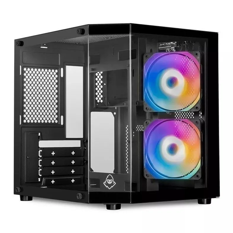 Gabinete Gamer Aquário Mancer CV700M, Mini-Tower Lateral de Vidro Com 2 Fans Preto MCR-CV700M-BK-2F