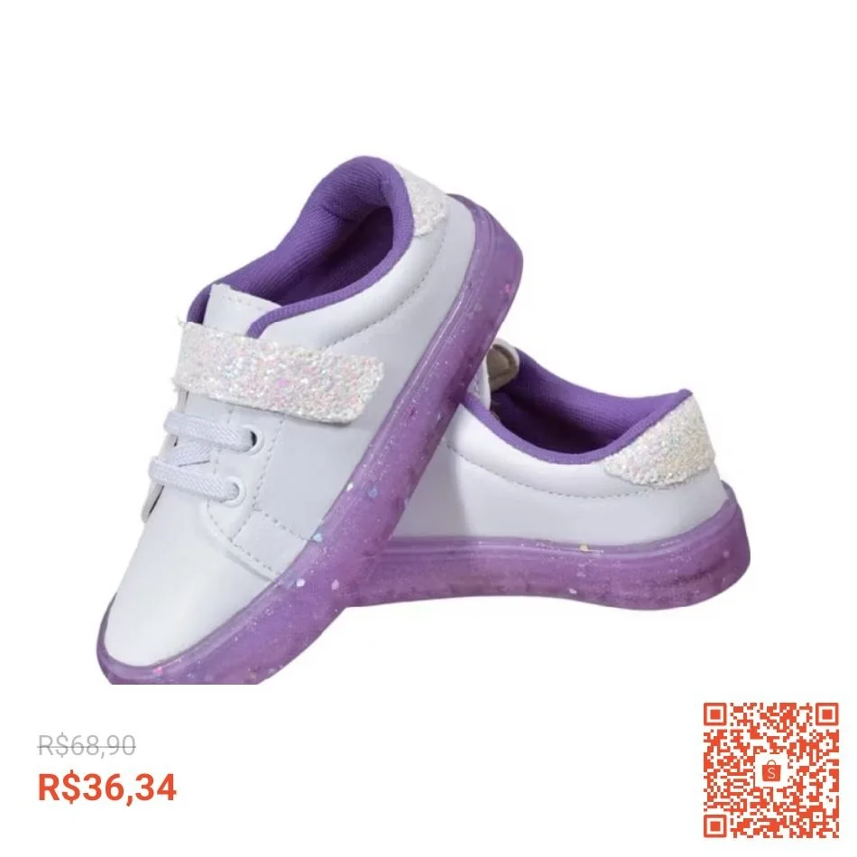 Tênis infantil feminino 1174 Star sola Glitter casual escolar leve