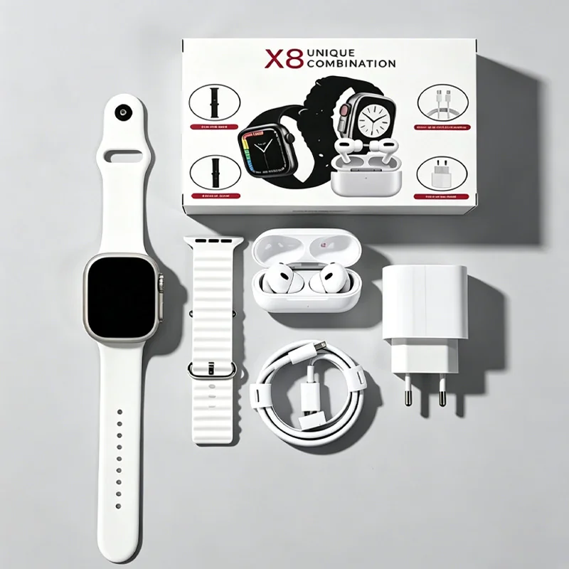 kit Smartwatch Relógio Inteligente 2026 Novo X8 2.2 Polegadas Para iOS Android Completo 6 Em 1 i13 TWS/Carregador Shopee