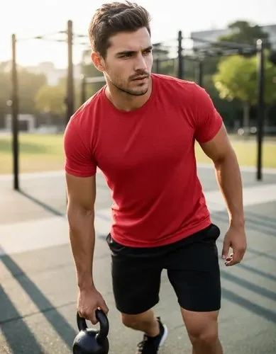 Kit 4 Camiseta Camisa Dry Fit Academia Treino Musculação Vermelho Lisa P