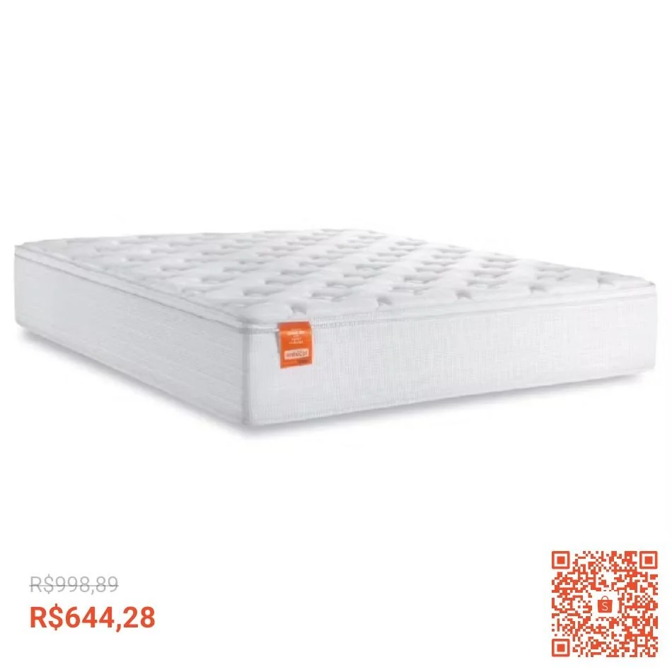 Colchão Casal Molas Ensacadas Real Pillow Top 138x188x27cm Branco Inducol - Suporta até 130kg por Pessoa