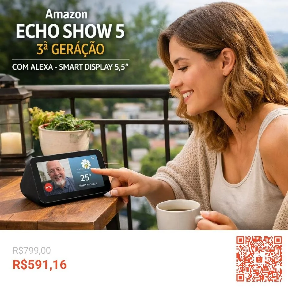 Echo Show 5 3a Geração Alexa Som Potente E Tela Hd
