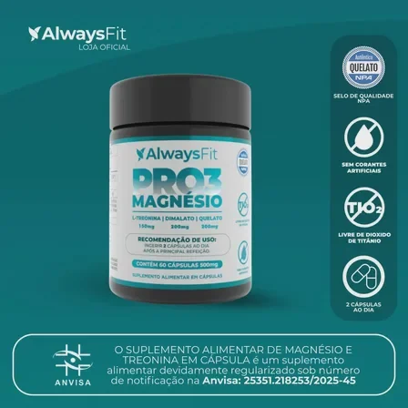 Pro3magnésio Always Fit Kit 3 Magnésio Treonato Quelato Dimalato 60 Cápsulas Sem Sabor Mercado Livre
