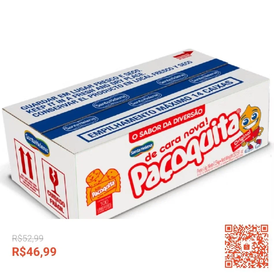 Paçoca Rolha Embalada Pacoquita C/100 Unidades 1,5kg - Santa Helena