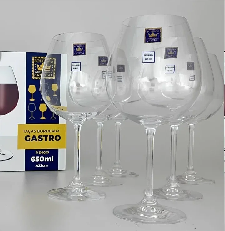 Jogo 06 Unidades De Taças Vinho Tinto 650ml Cristal Bohemia Cristal