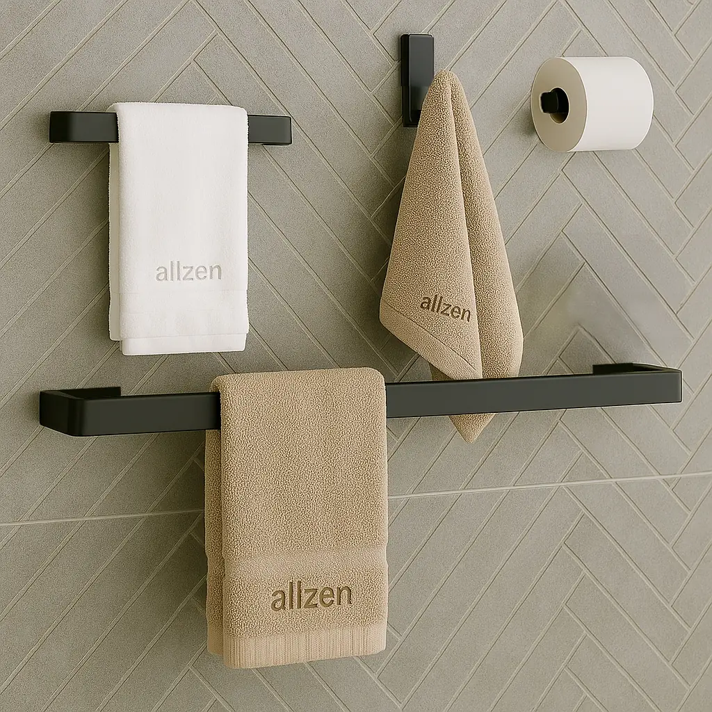 Kit de Acessórios para Banheiro Quadrado Preto Fosco Luxo 4 Peças Shopee
