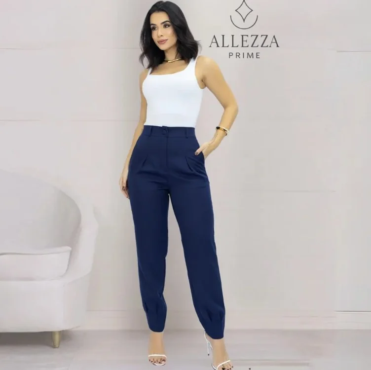 Calça Alfaiataria Feminina Cenoura Casual Basic Skinny Bolso Mercado Livre