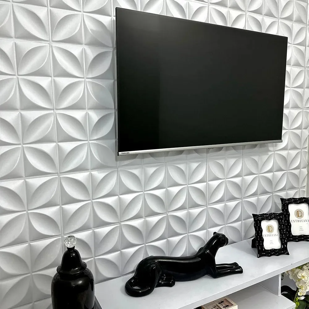 50 Placas Revestimento De Parede Pvc 3d  Branco