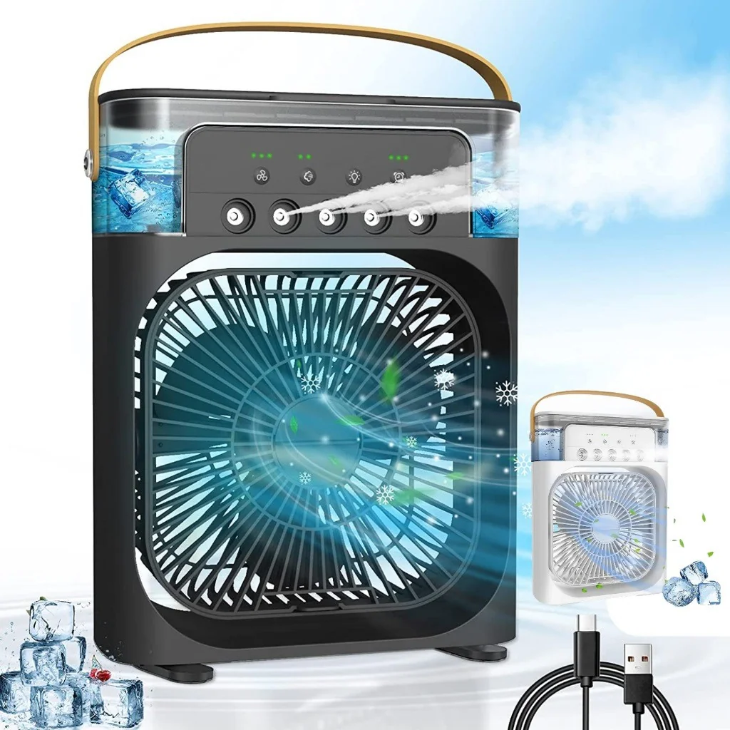 Mini Ar Condicionado Climatizador Umidificador Ventilador Portátil USB Led Quarto Sala Escritório Mesa Reservatório 600m Shopee