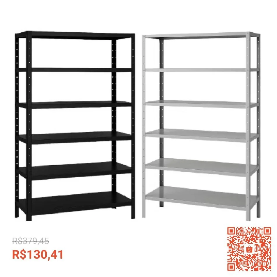 Estante Prateleira Industrial Armario em Aço 6 Bandejas 198x90 Suporta até 180kg