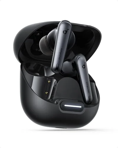 soundcore Liberty 4 NC da Anker, Fone de Ouvido Bluetooth Sem Fio, Redução de Ruído de 98,5%, Cancelamento Adaptativo para Ouvidos e Ambiente, Áudio Hi-Res, 50H de Bateria, Carregamento Sem Fio, Preto