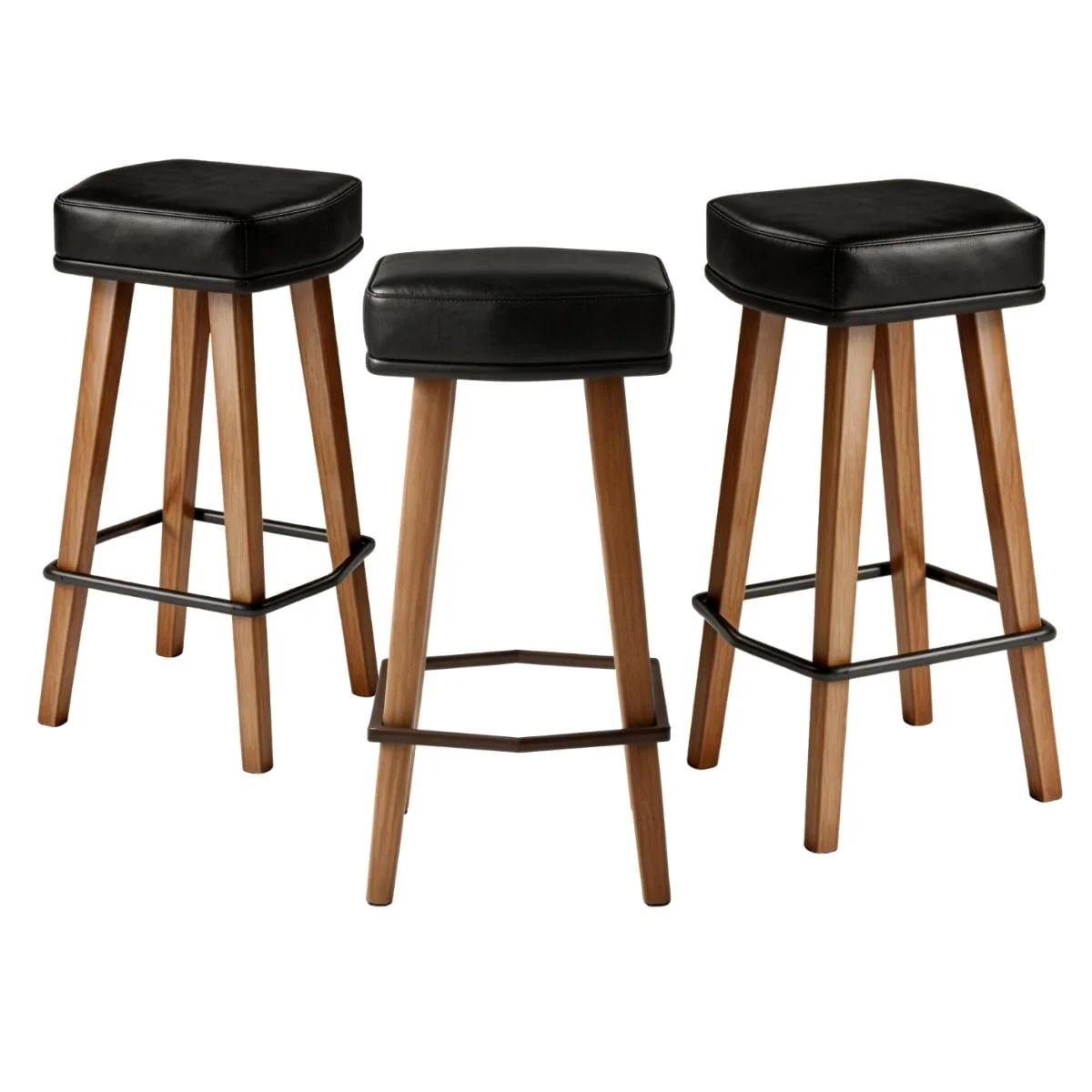 Kit 3 Banquetas para Bar Balcão Bancada cozinha Americana Área Gourmet (Preto, 70 cm do Assento ao chão)