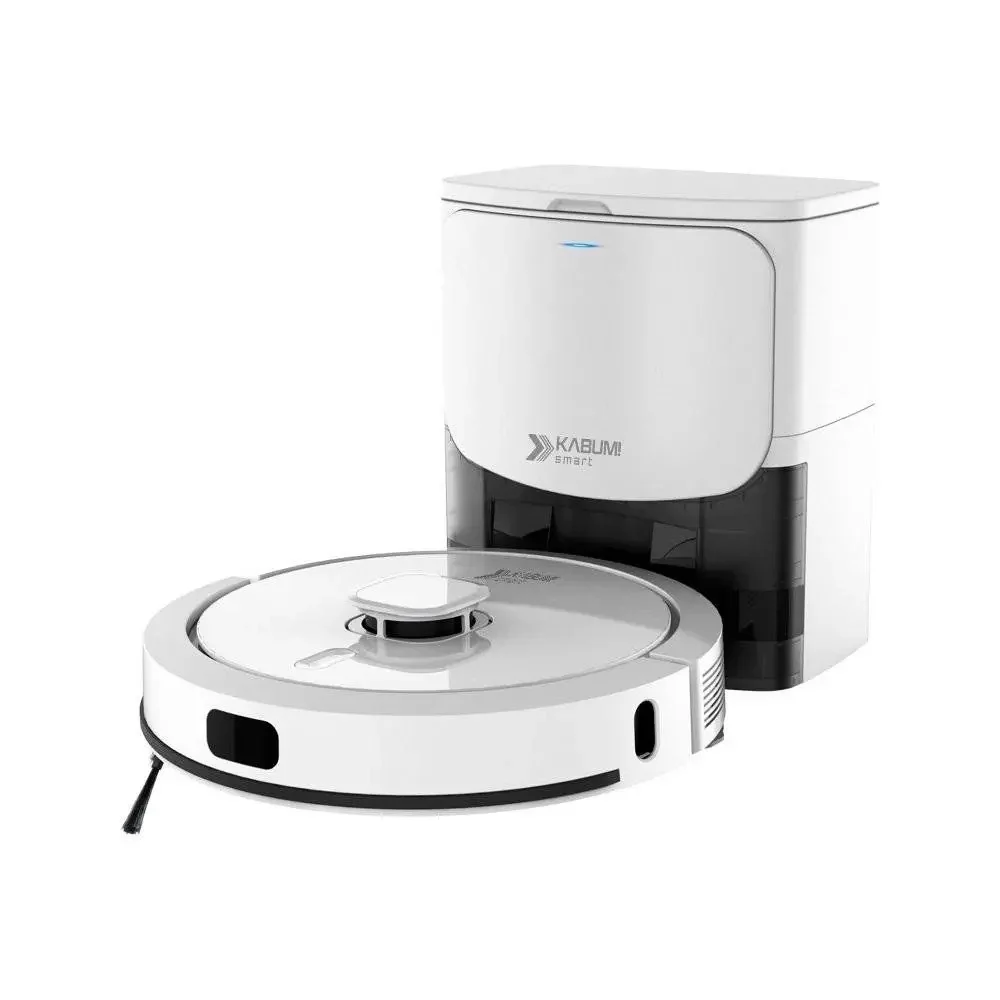 Robo Aspirador E Passa Pano Kabum Smart 900 5 Modos De Limpeza Base 2 Em 1 Mapeamento 3D 127V Branco Kbsf011