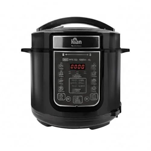 🔥 PARCELADO! Panela de Pressão Elétrica Kian PPE-102 Capacidade 6 Litros Silenciosa 1000W Painel Digital com 14 Receitas Cuba Antiaderente (110, Volts)