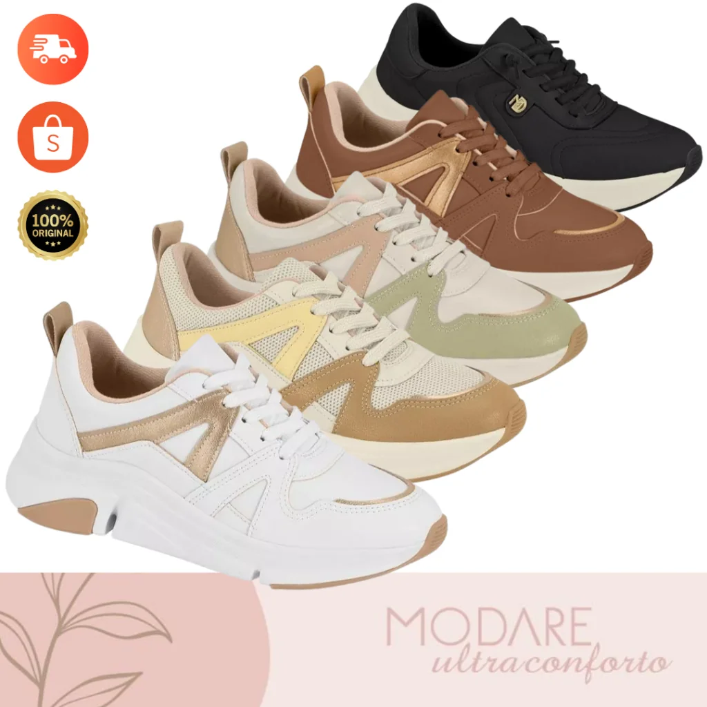 Tênis Modare Sneaker Feminino Conforto Extra Palmilha Maxxi Leve Antiderrapante Casual Dia a Dia Shopee