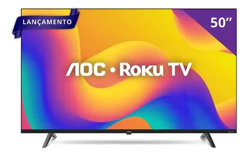 🔥 PARCELADO! Smart Tv Roku Tv 50 7045 4k Uhd Aoc Bivolt