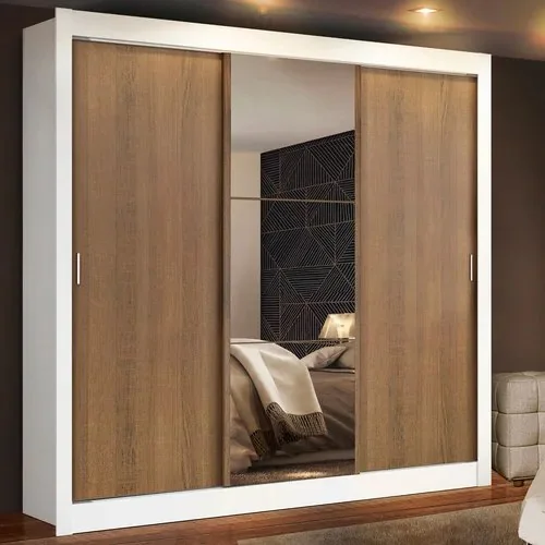 Guarda Roupa Casal Mônaco Madesa 3 Portas Correr Espelho Br Cor Branco/rustic 1093d81e Branco/marrom