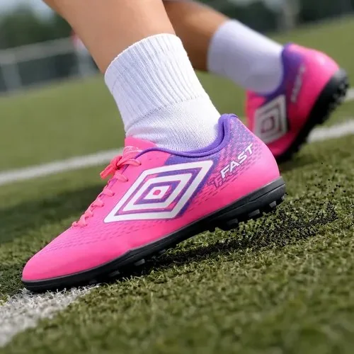 Chuteira Society Umbro Fast Ii Juvenil Original Unissex/pro Rosa/branco 34