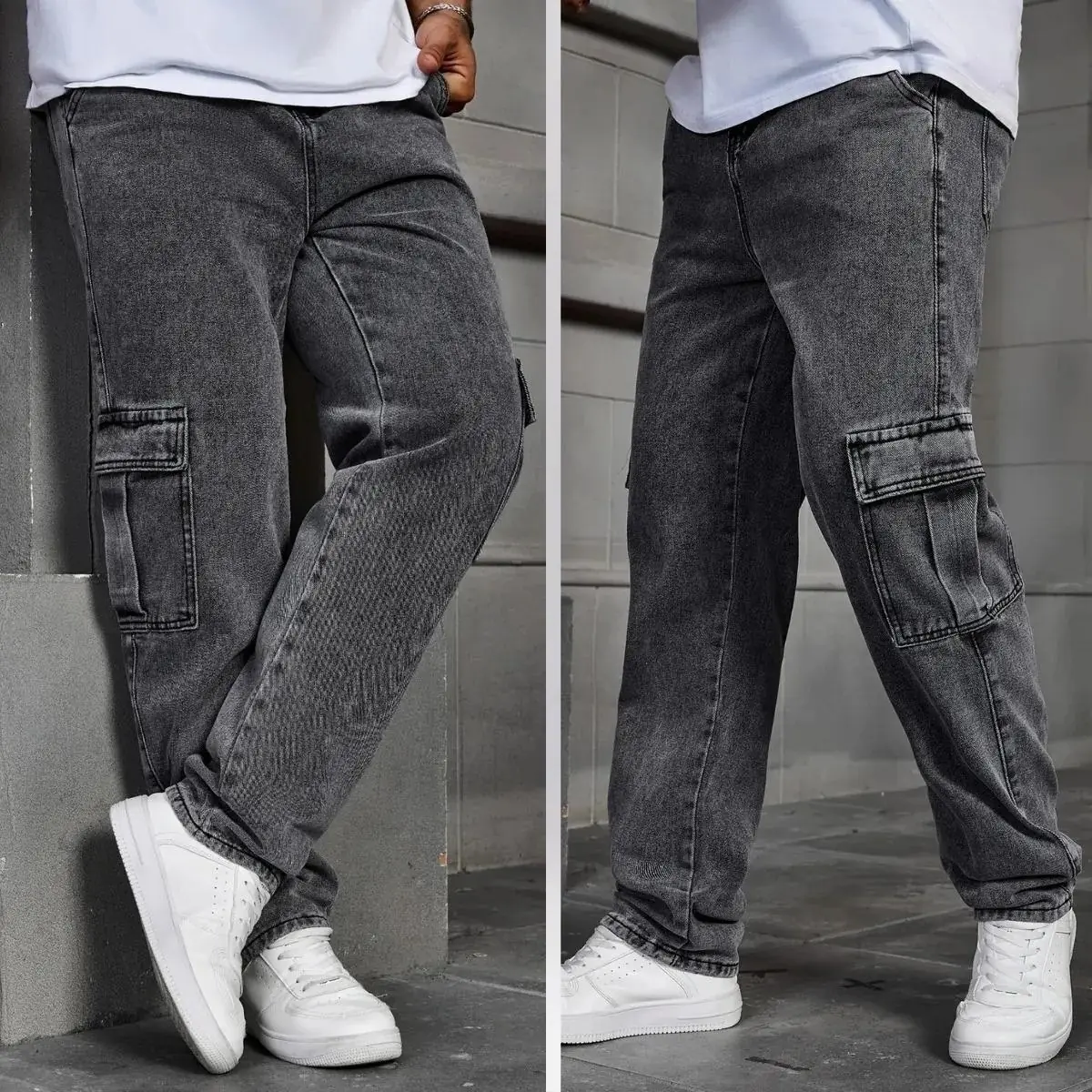 Calça Jeans Cargo Masculina Streetwear Mercado Livre