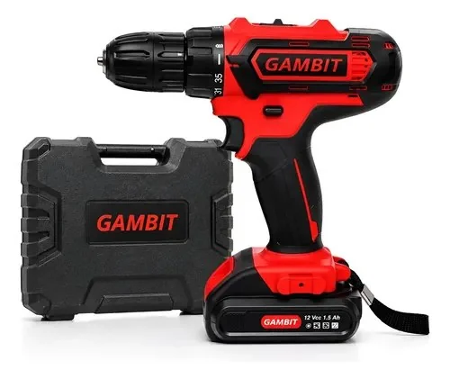 Parafusadeira Furadeira 12v Sem Fio Premium Maleta Acessorio Preto/vermelho 127/220v 50 Hz/60 Hz