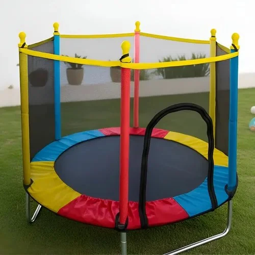 Cama Elástica Eloria Pula Pula De 1.4m Com Rede De Proteção Para Crianças De 2 A 4 Anos Preto Colorido