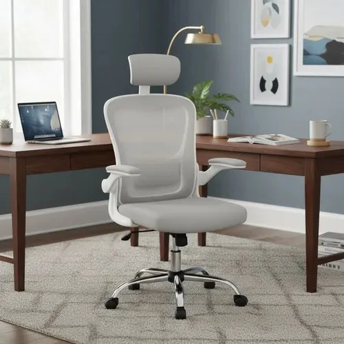 Cadeira De Escritório Ergonômica Giratória Boston G100 Com Estofado Mesh Luvinco Com Ajuste Lombar Cinza Malha