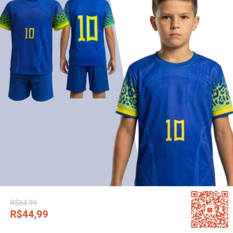 🚀 Conjunto Infantil Brasil Seleção Brasileira - Roupa Menino Futebol Copa do Mundo