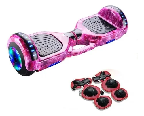 Hoverboard Skate Elétrico 6.5 Polegadas Com Led E Bluetooth Roxo-galáxia