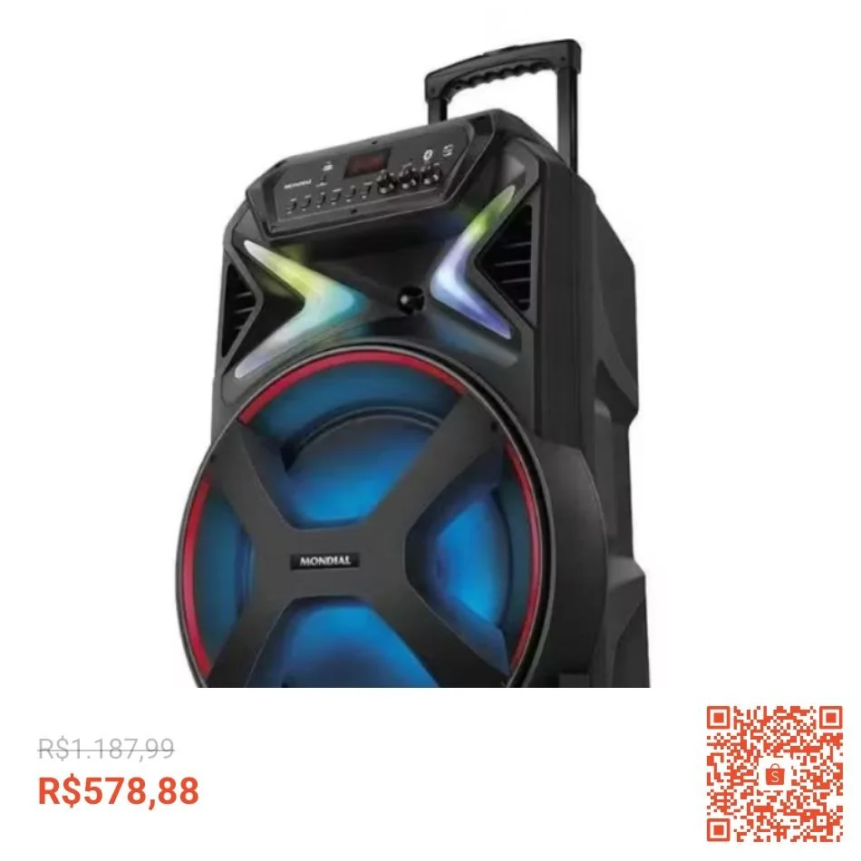 Caixa De Som Amplificada Mondial Connect Lights Plus Cm-700