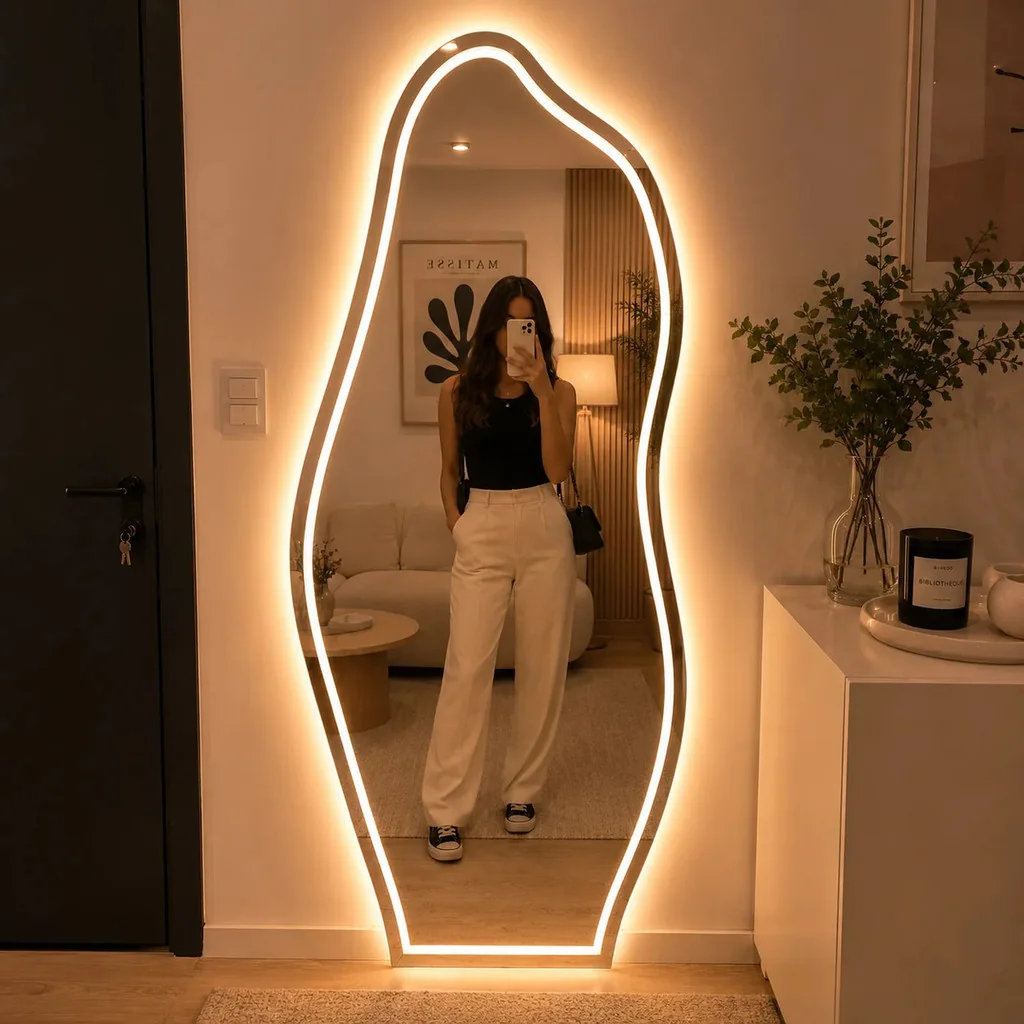 Espelho Grande Com Led 3 Cores e Botão Touch Jateado 90x40 Banheiro Quarto Sala Entrega Rapida Shopee