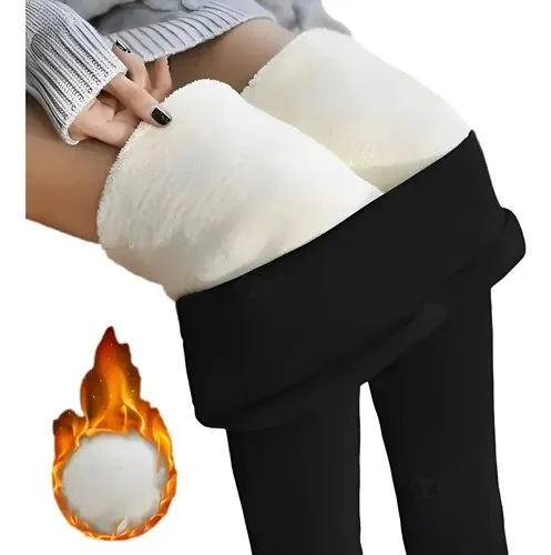 Meia Calça De Lã Térmica Translúcida Pelúcia Forrada Inverno Preto Único