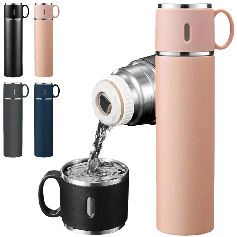 Garrafa Térmica Inox Com Copo 500ml Água Café Chá Caneca Frio Quente Com duas Xicaras Shopee
