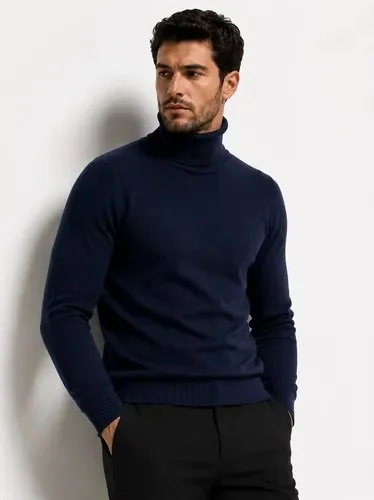 Cacharrel Blusa Tricot Lã Masculina Gola Alta Mp765