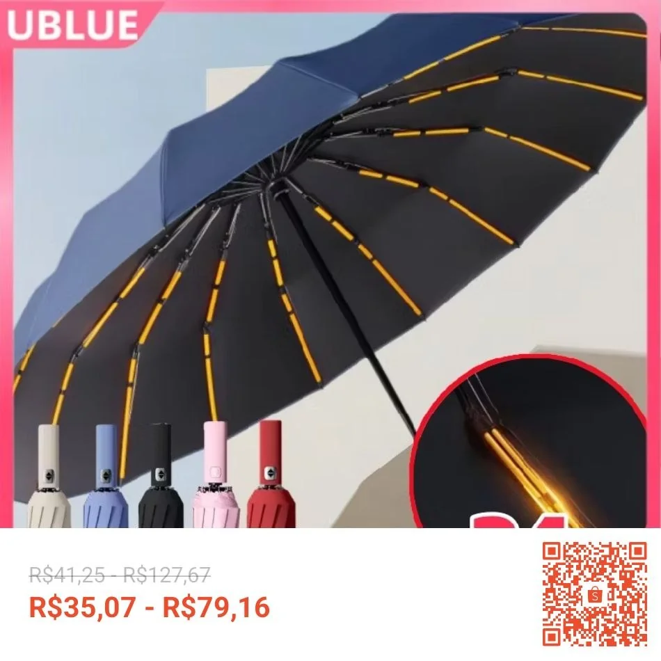 Guarda Chuva Automático Dobrável Sol Dupla Utilização Reforço À Prova De Vento Proteção UV UP50 +