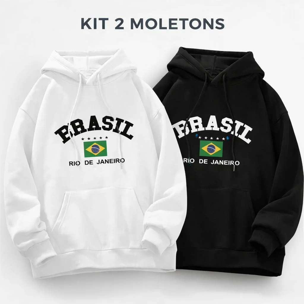 Kit Moletom Brasil Unissex Casaco Flanelado Algodão Premium Shopee