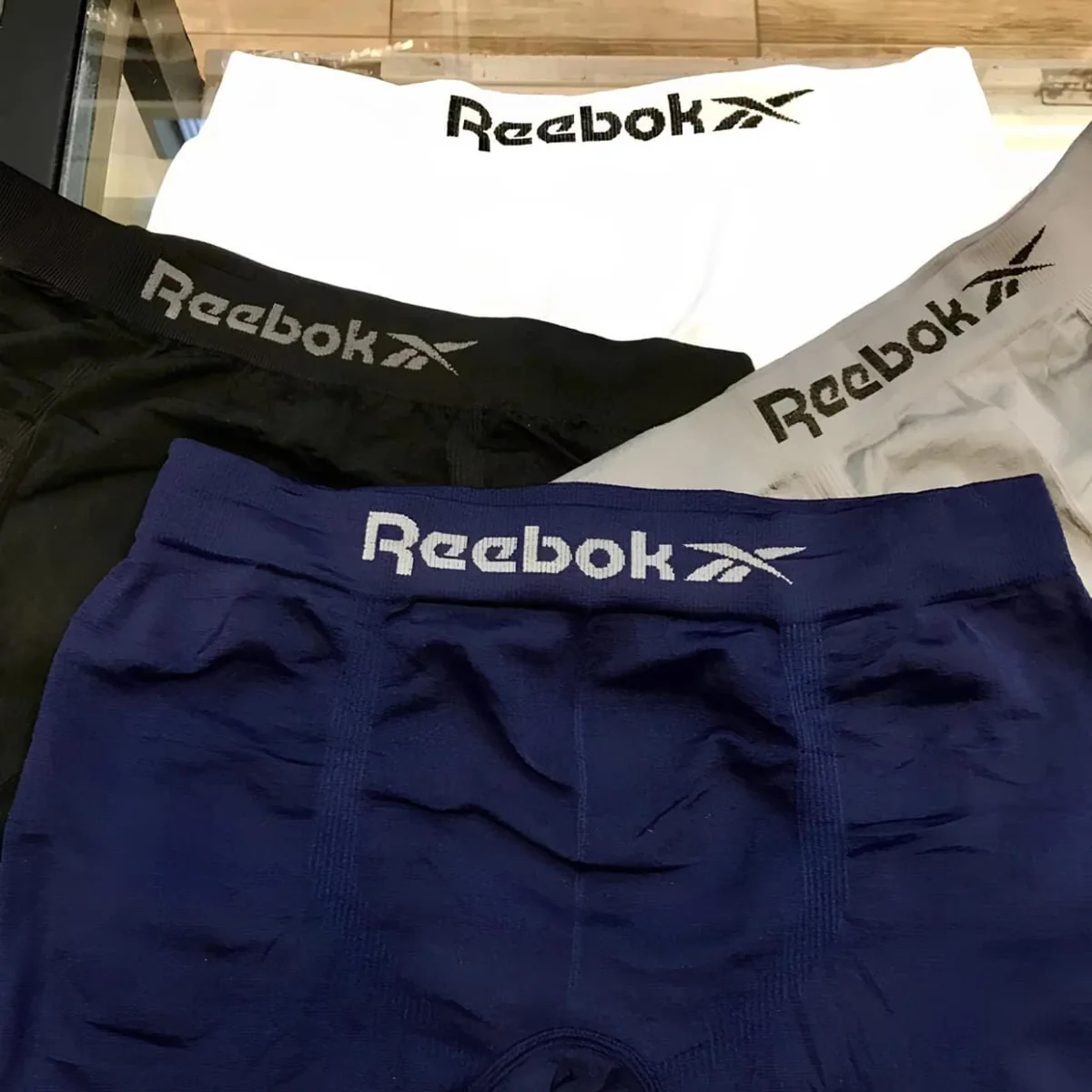 Kit 12 Cuecas Boxer Microfibra Adulto S/ Costura Reebok Azul-marinho Preto Branco Cinza P