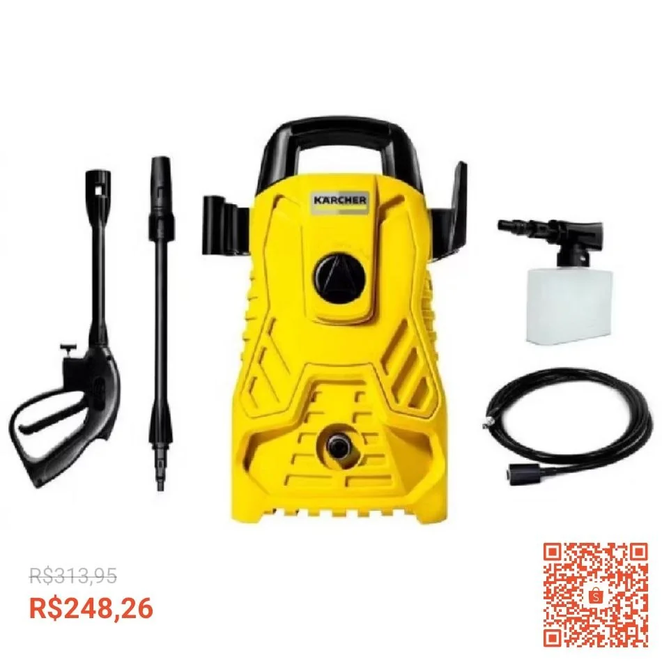 Lavadora de Alta Pressão Karcher Compacta 1500 PSI/Libras 1400W 300L/h com Aplicador de Detergente e Lança Regulável