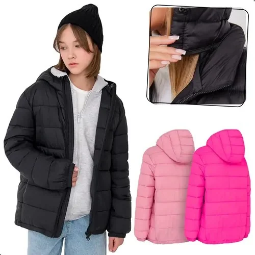 Jaqueta Infantil Forrada Blusa Feminina Bobojaco Casaco Frio Preto 14
